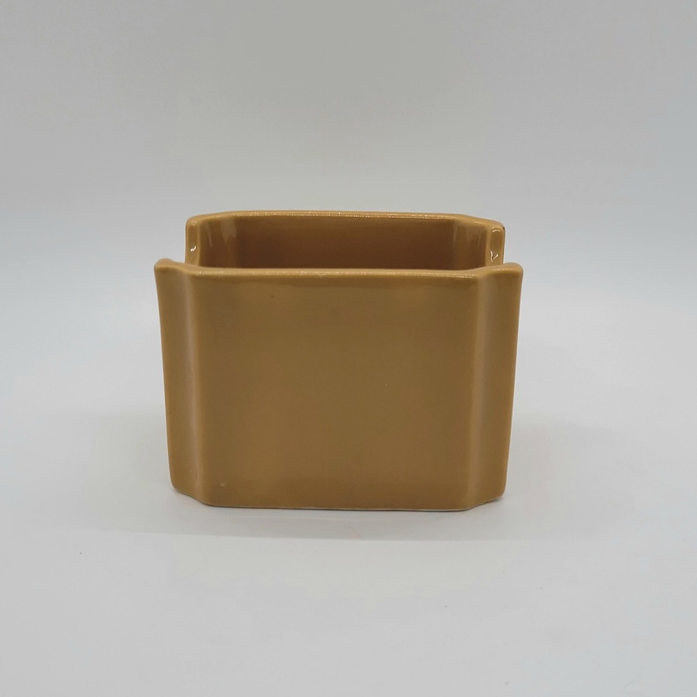 Hall China 716 Vintage Tan Ceramic Sugar Packet Holder Caddy Made in USA - Picture 2 of 9